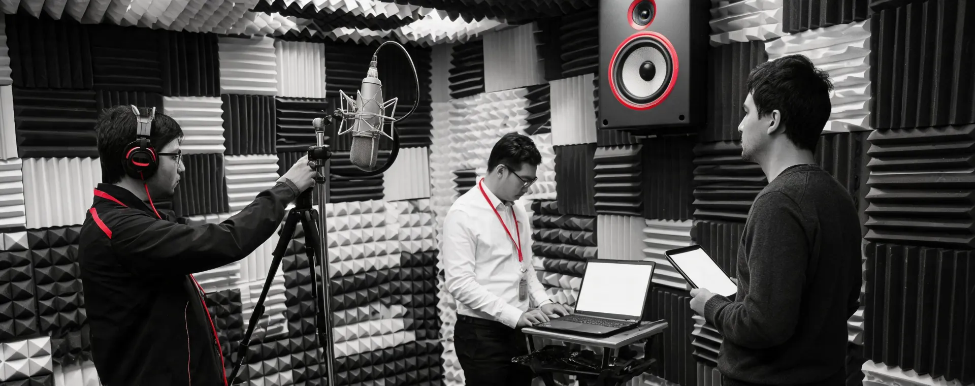 Engineering team evaluating an installed audio system