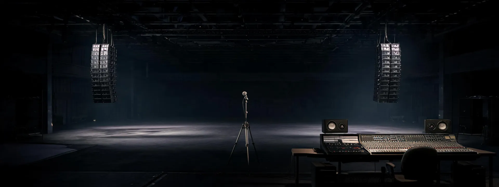 Empty venue prepared for audio commissioning